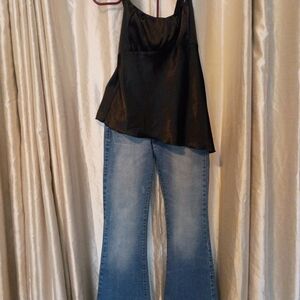 Self Esteem Black Satin Blouse